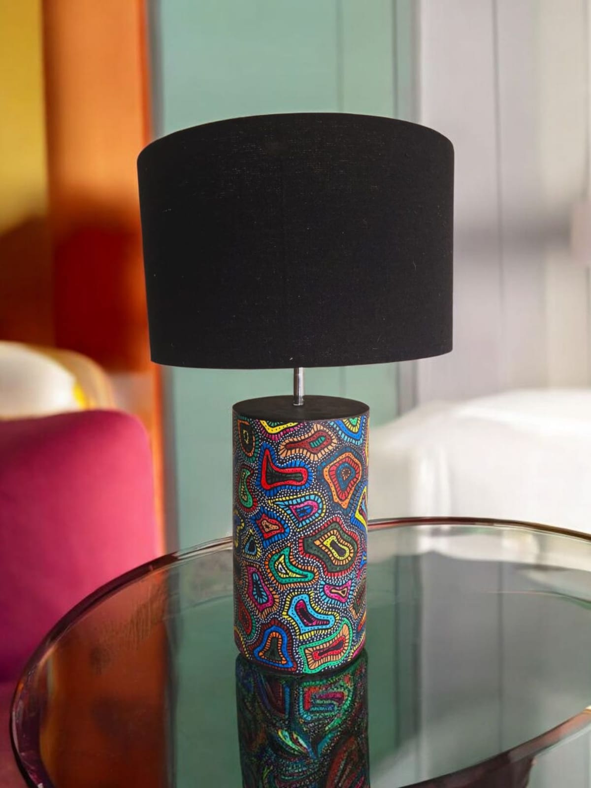 Abstract Swirl Hand-Painted Table Lamp