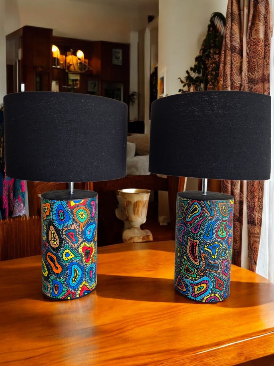 Abstract Swirl Hand-Painted Table Lamp