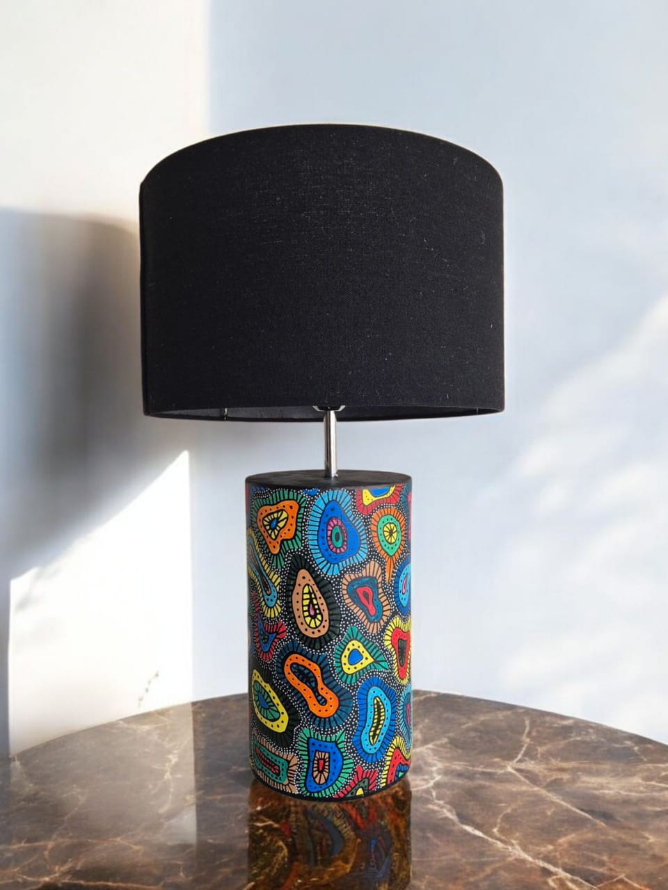 Abstract Swirl Hand-Painted Table Lamp