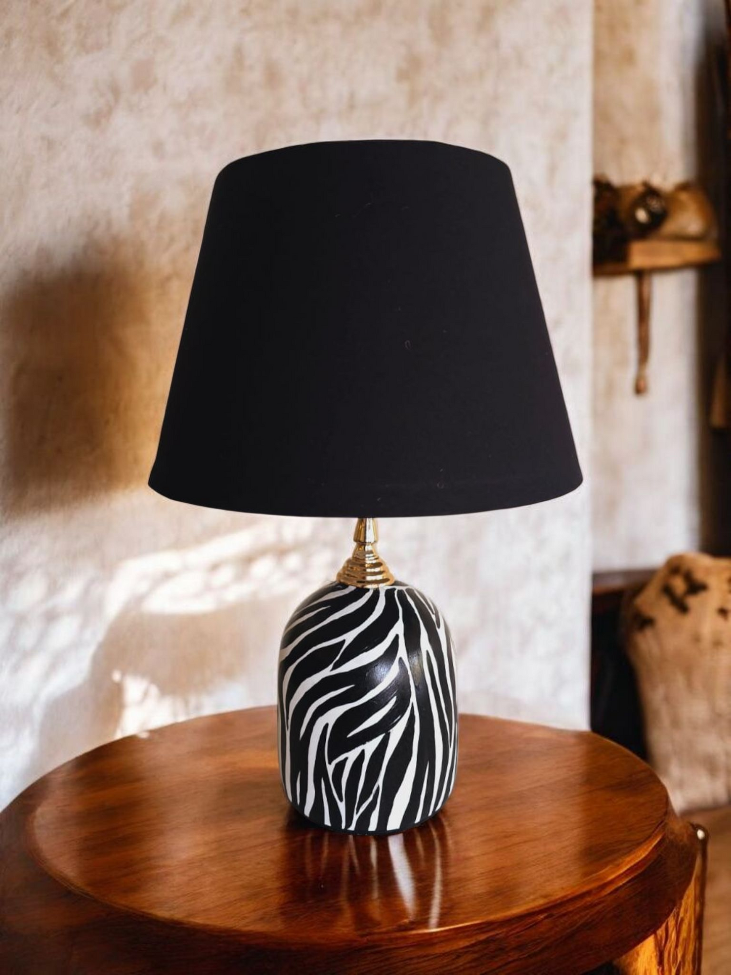 Zebra Horizon Hand-Painted Table Lamp