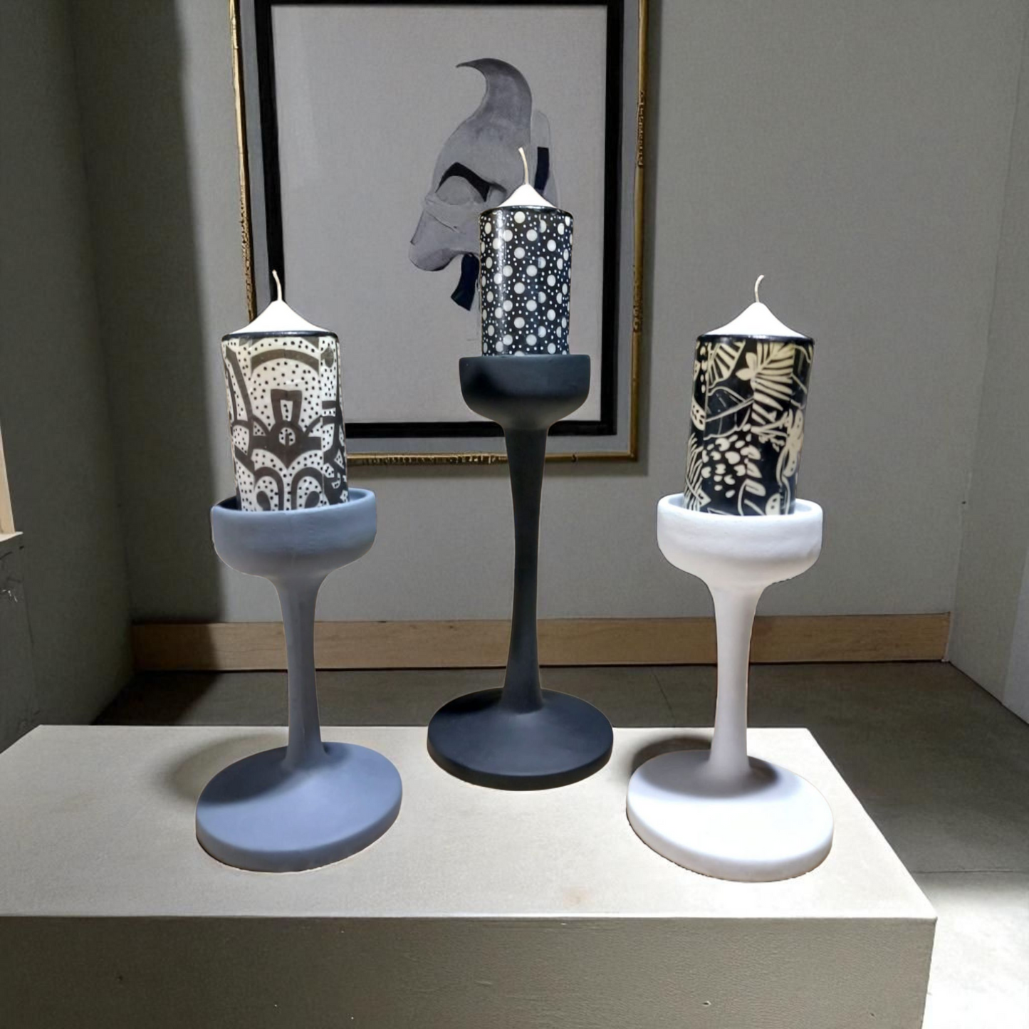 Monochrome Glow Candle Holder Set