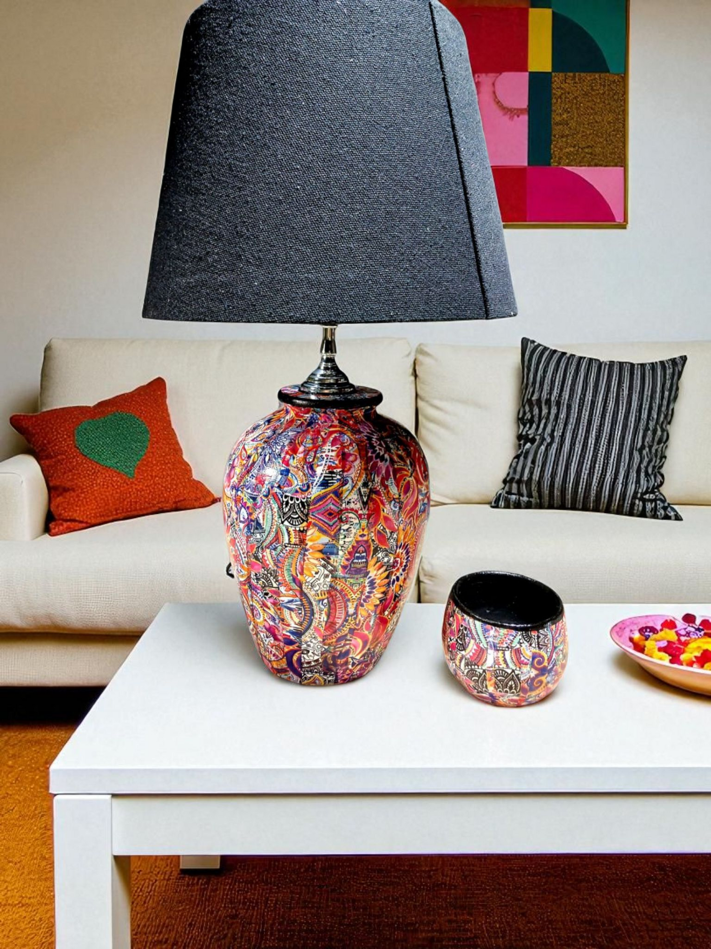 Kaleidoscope Bloom Table Lamp & Candle Set