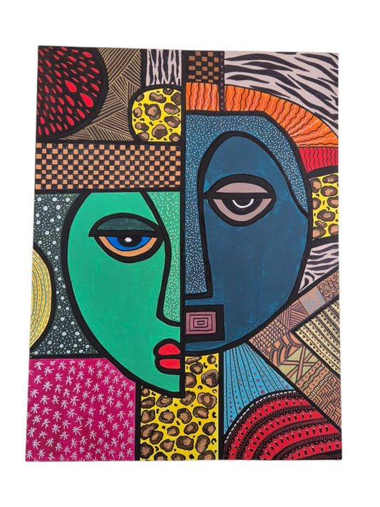 Bold Duality Abstract Portrait Canvas