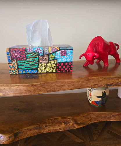 Abstract Patch Hand-Painted Tissue Box Cover