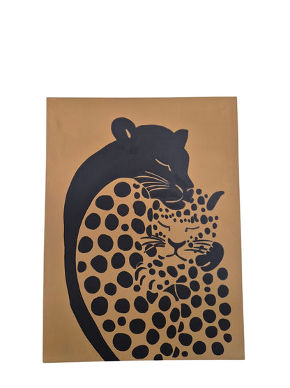 Leopard Embrace Hand-Painted Canvas Art