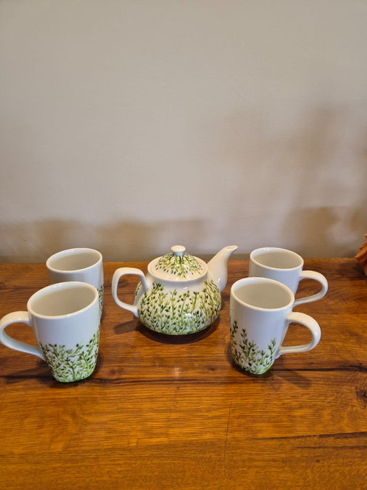 Jardin" Hand-Painted Botanical Tea Set