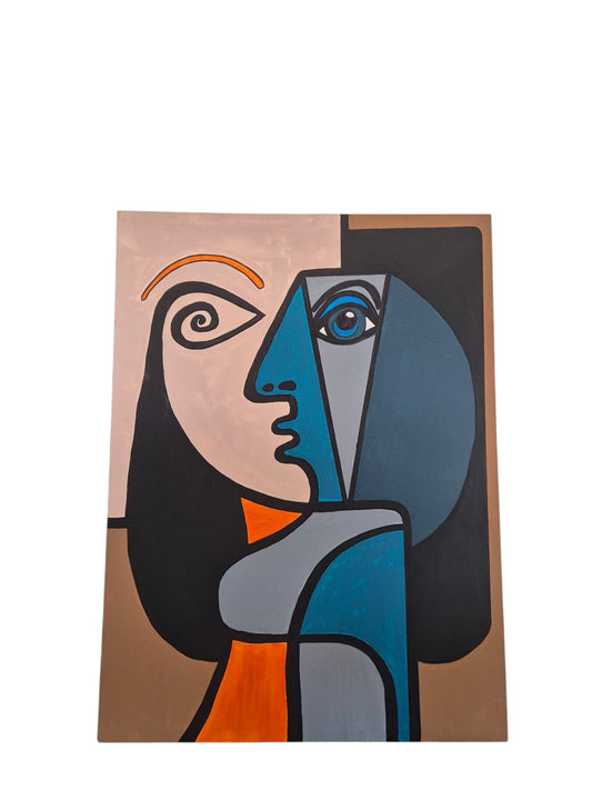 Cubist Muse Hand-Painted Canvas Art