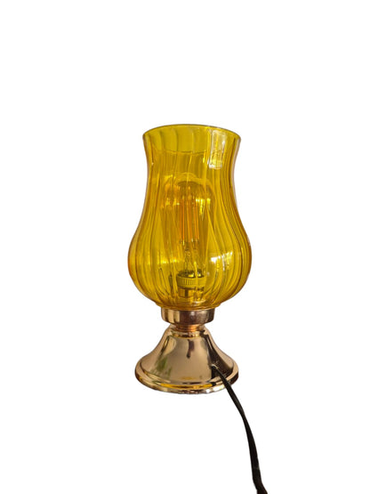Amber Glow Ribbed Glass Table Lamp
