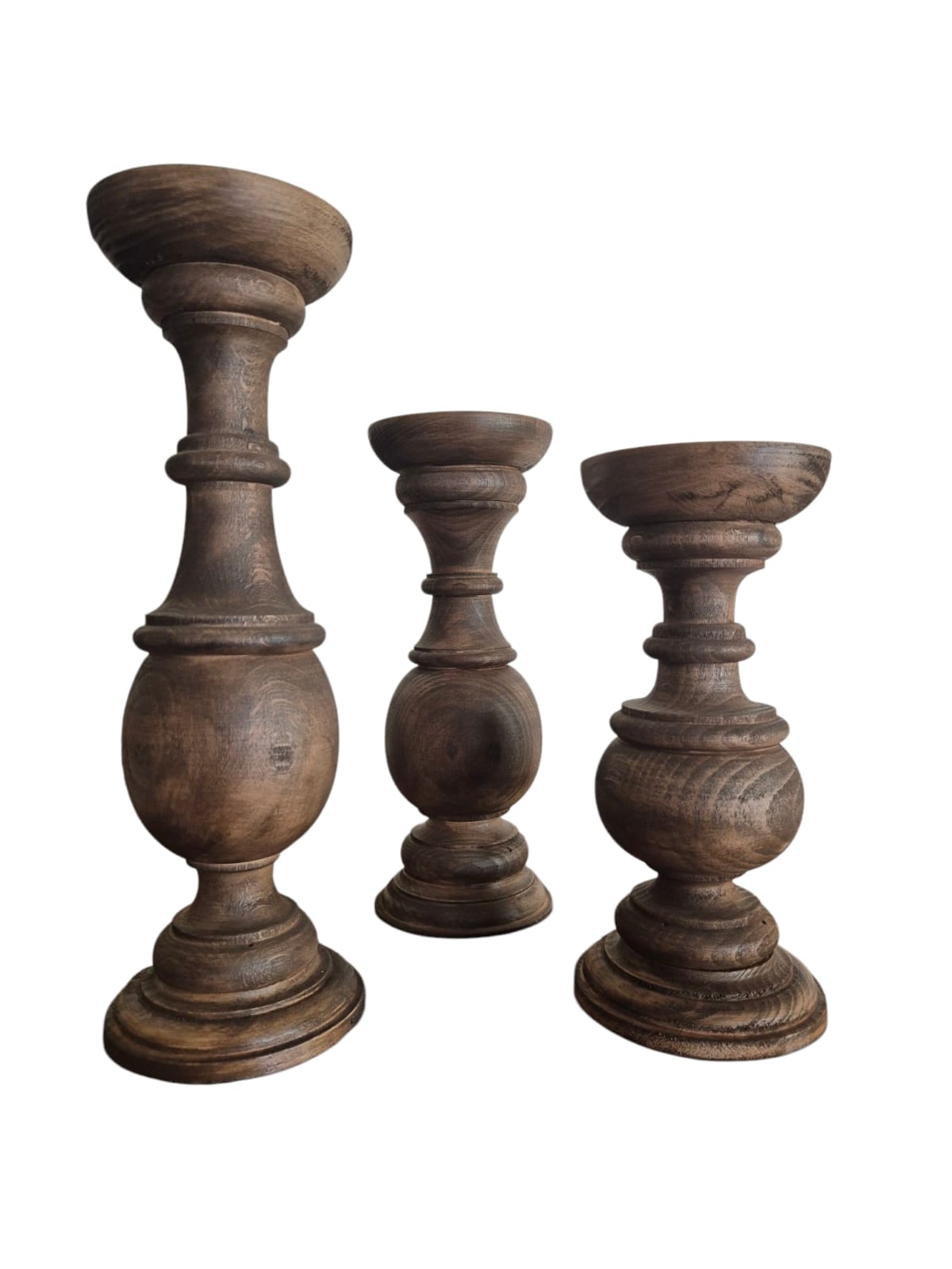 Woodland Pillars Handcrafted Candle Holder Set