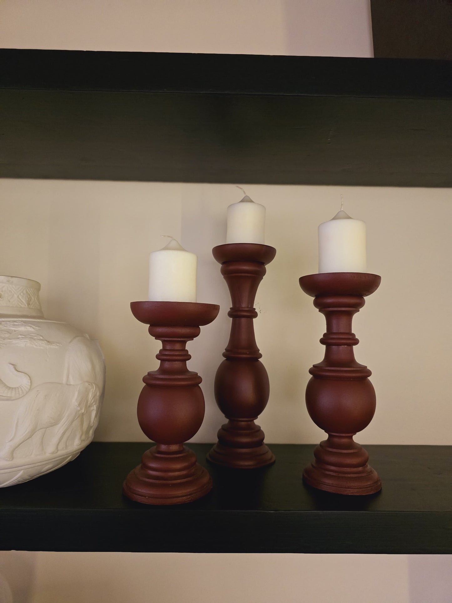 Terra Trio Deep Wood Candle Holder Set