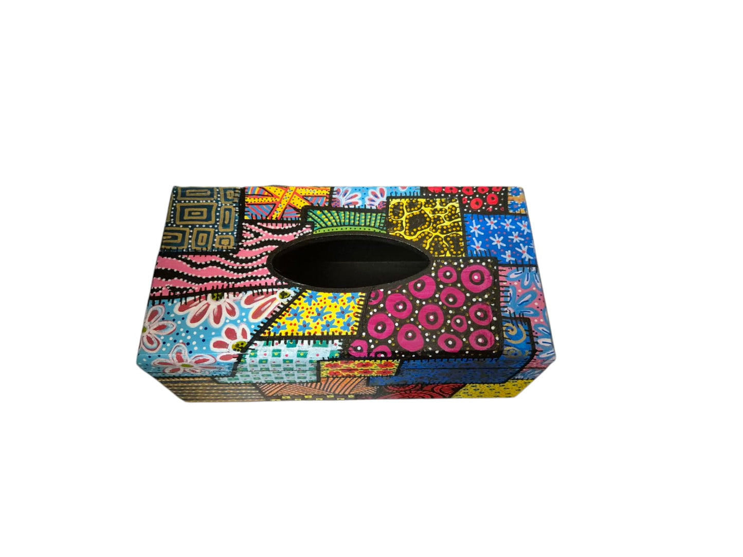 Abstract Patch Hand-Painted Tissue Box Cover