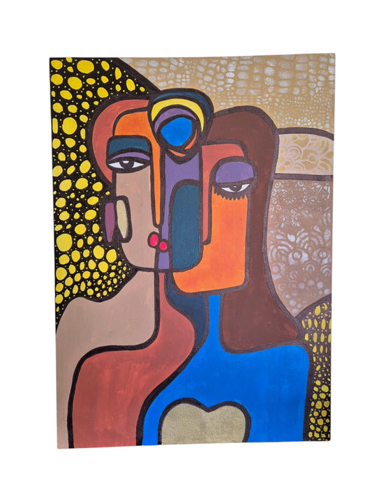 Deux Visages Hand-Painted Canvas Art