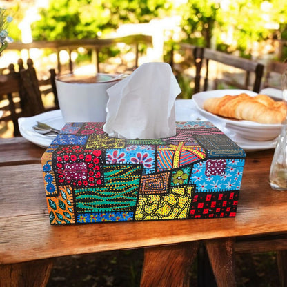 Abstract Patch Hand-Painted Tissue Box Cover