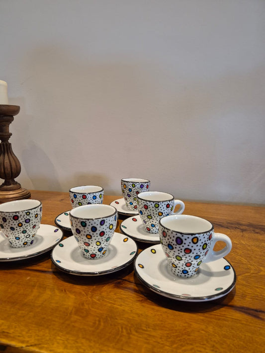 Confetti Hand-Painted Polka Dot Coffee Cup Set (Set of 6)
