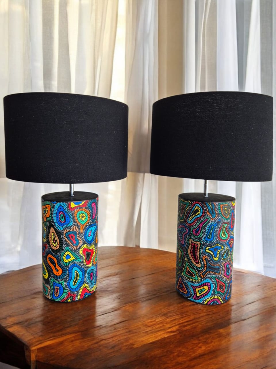 Abstract Swirl Hand-Painted Table Lamp