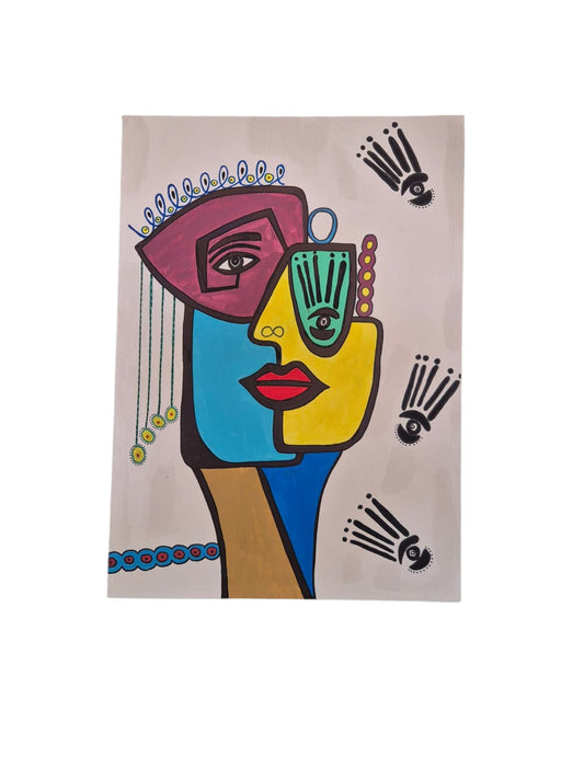 Vibrant Visage Abstract Portrait Canvas
