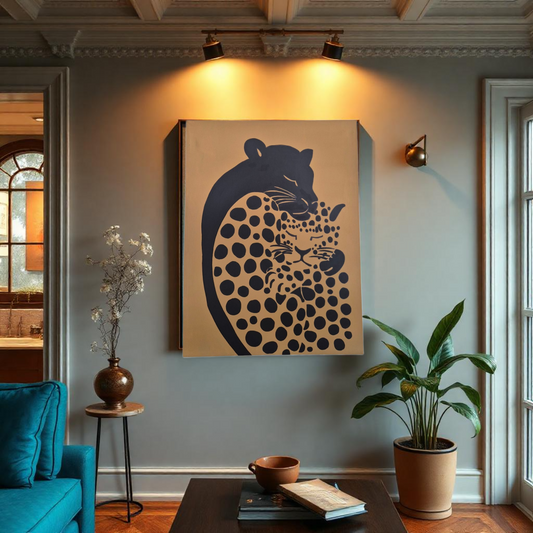 Leopard Embrace Hand-Painted Canvas Art