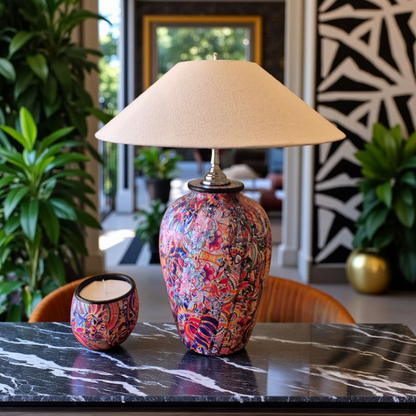 Kaleidoscope Bloom Table Lamp & Candle Set