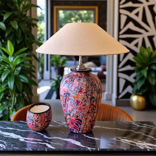 Kaleidoscope Bloom Table Lamp & Candle Set