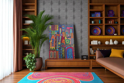 Red Fractals Hand-Painted Abstract Art