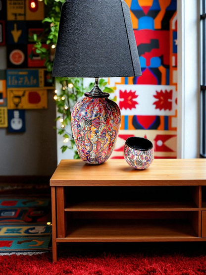 Kaleidoscope Bloom Table Lamp & Candle Set
