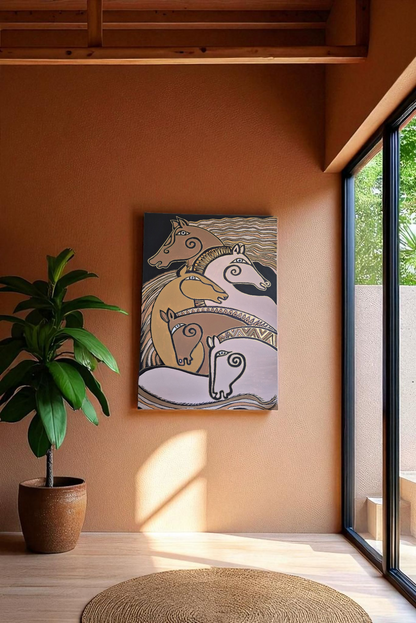 Spirit Herd Hand-Painted Canvas Art