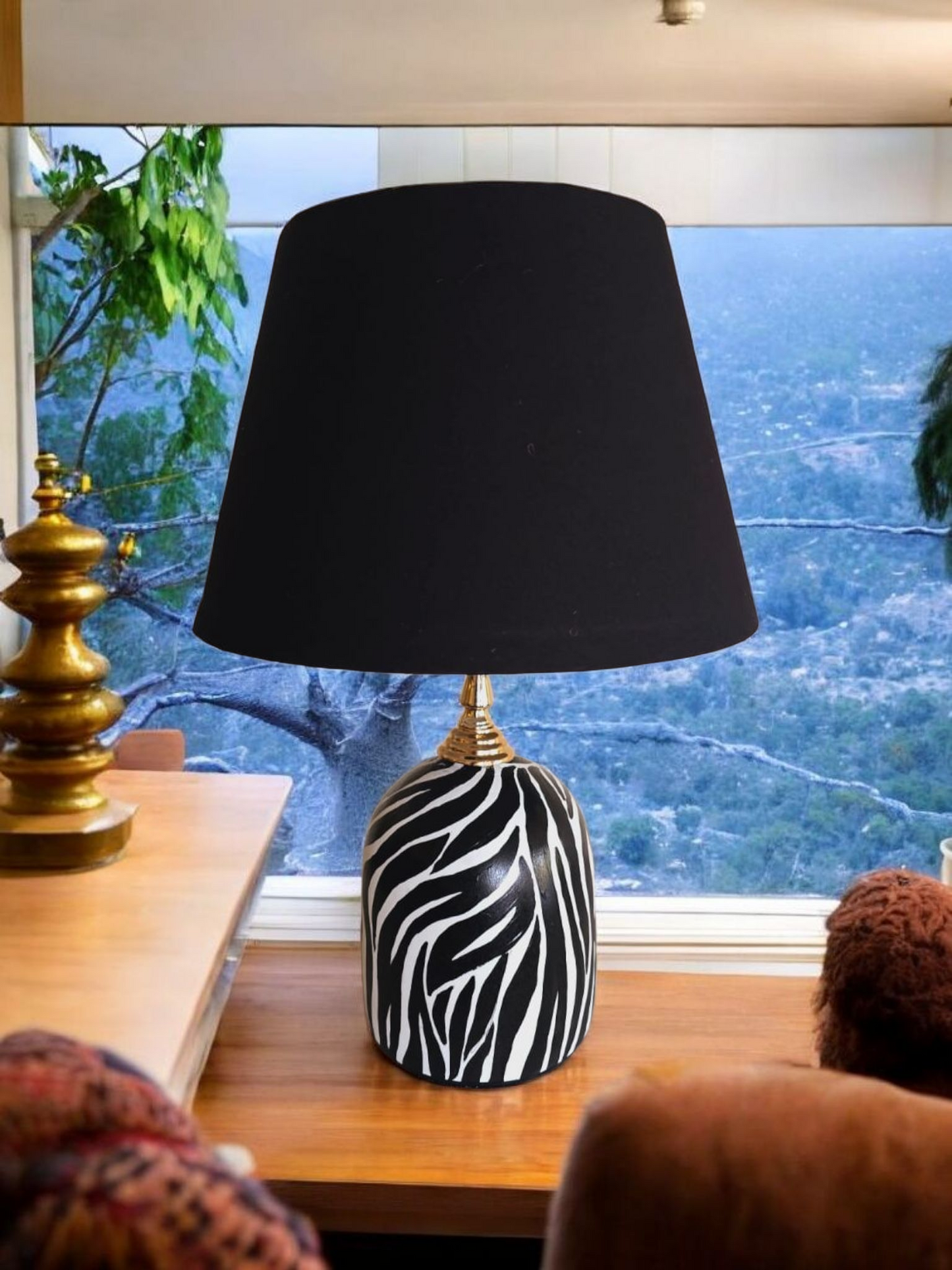 Zebra Horizon Hand-Painted Table Lamp