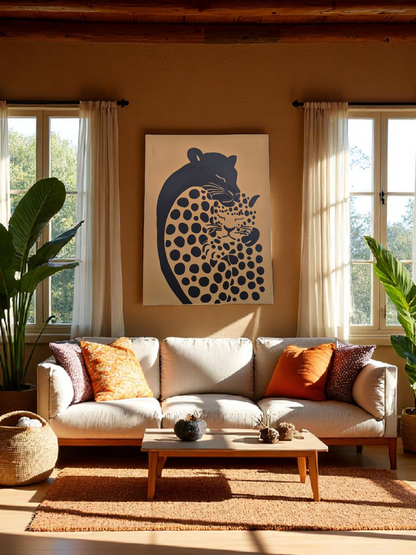 Leopard Embrace Hand-Painted Canvas Art