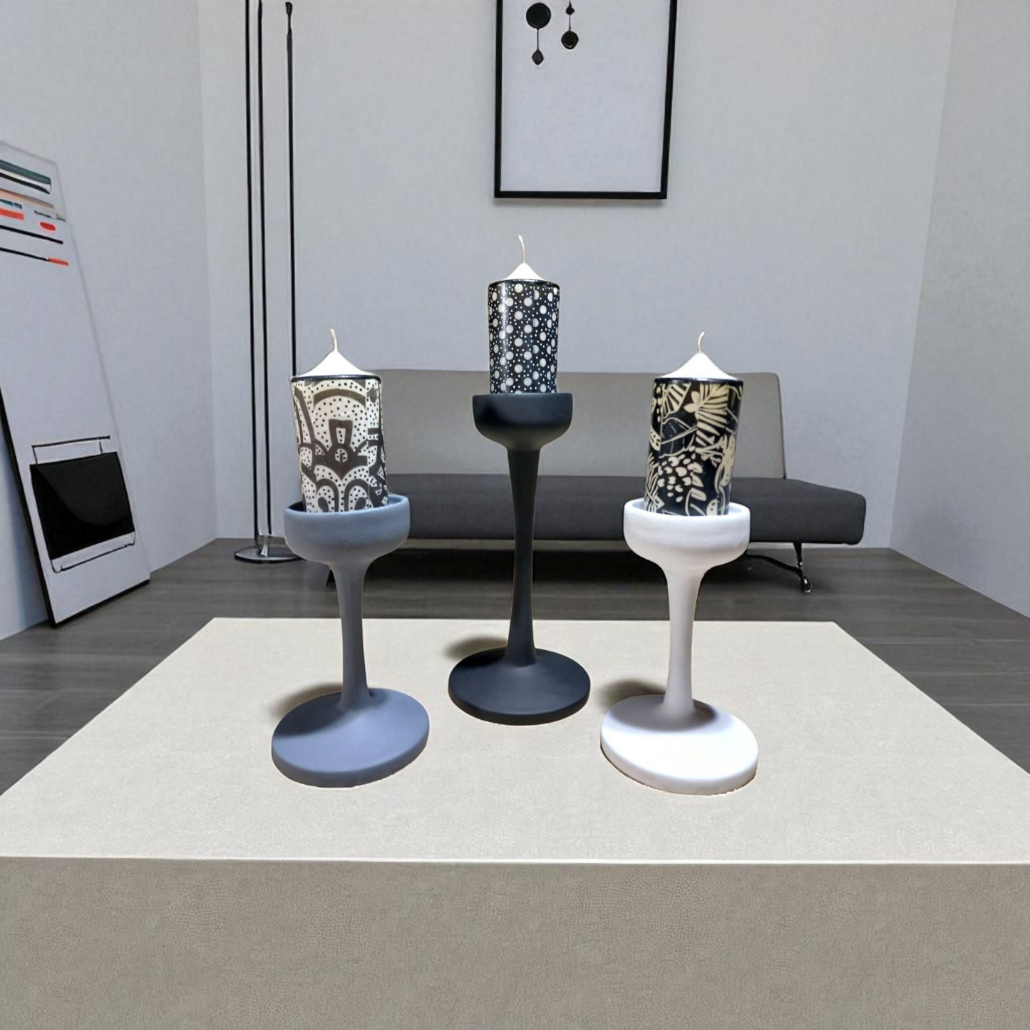 Monochrome Glow Candle Holder Set