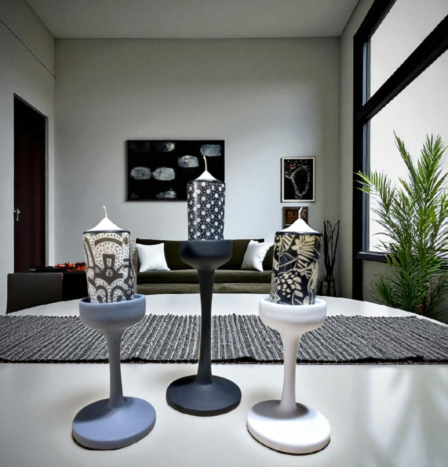 Monochrome Glow Candle Holder Set