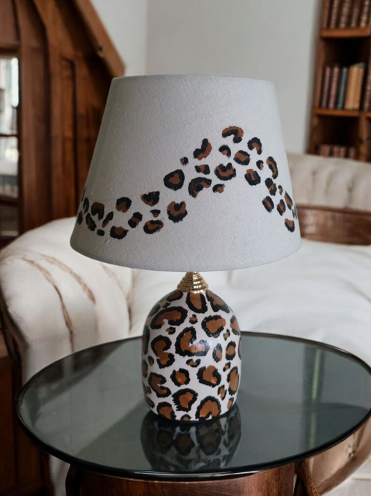 Safari Chic Leopard  Hand-Painted Table Lamp